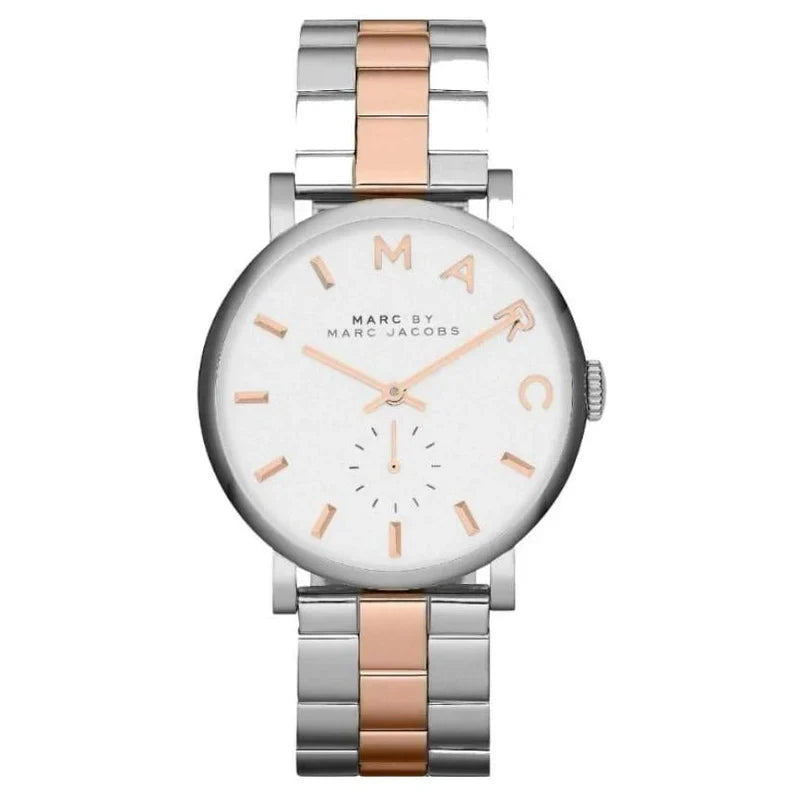 Marc by Marc Jacobs Baker MBM3312 two-tone stainless steel women's watch with white dial and gold markers