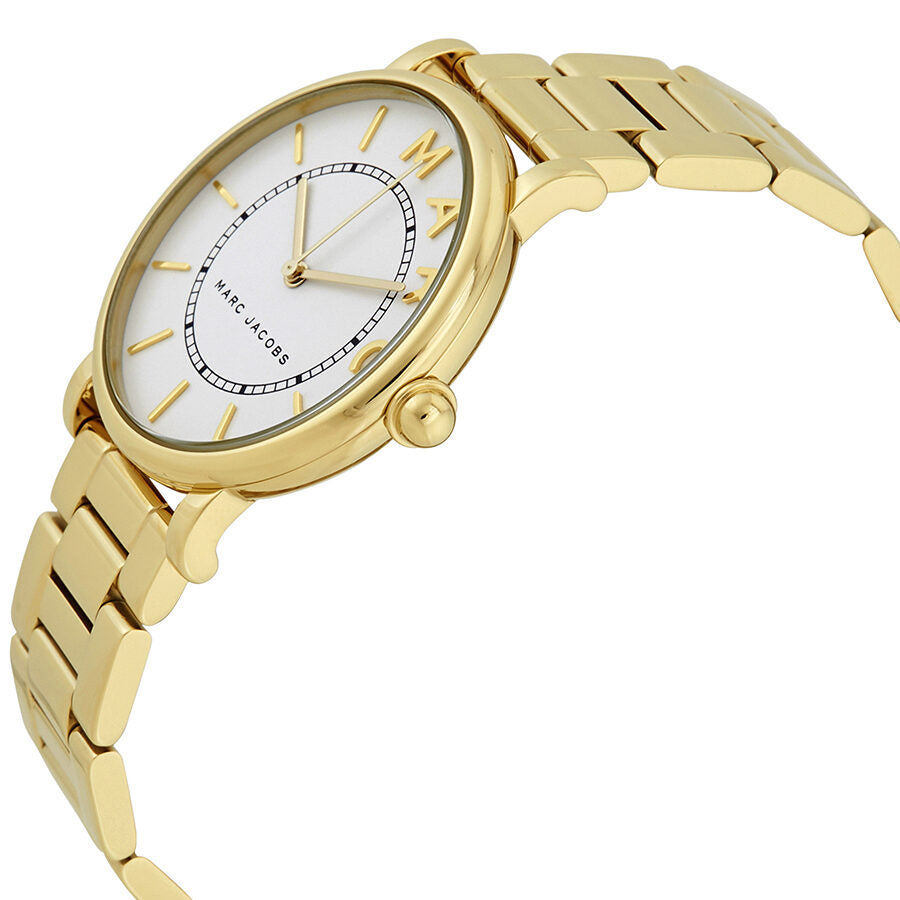 Marc Jacobs Roxy MJ3522 side profile view with gold steel bracelet