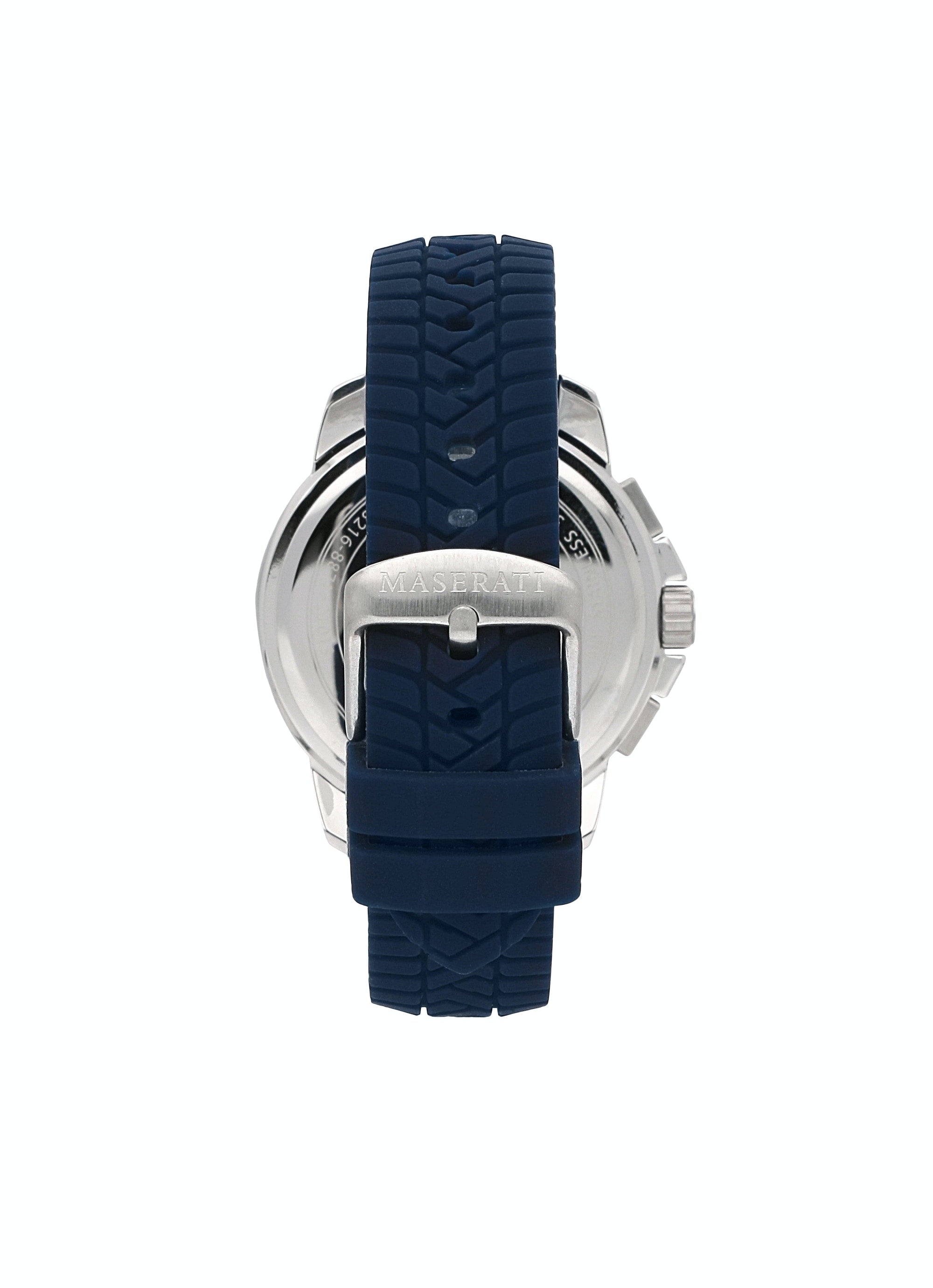 Maserati 44mm CHR W/Silver Dial Blue Strap Menβs Watch R8871621013 - Watch