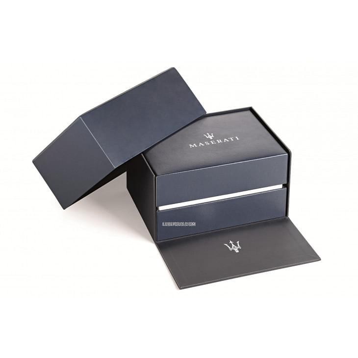 Maserati chronograph watch with original packaging and branded presentation box