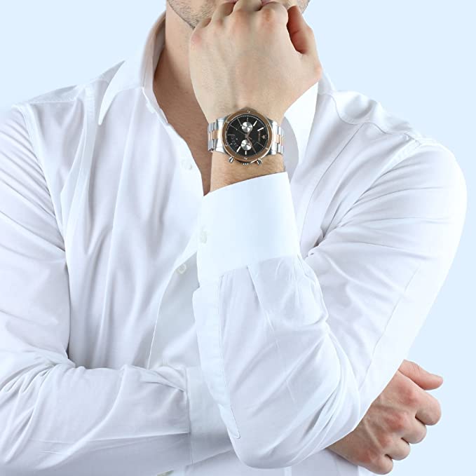 Maserati Circuito chronograph worn on wrist in formal white shirt