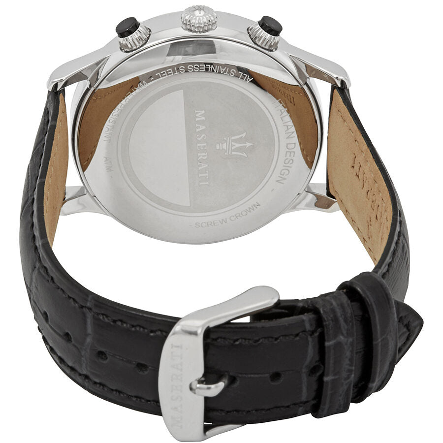 Maserati Ricordo Silver Dial Black Leather Men's Watch R8871633001 - The Watches Men & CO #3