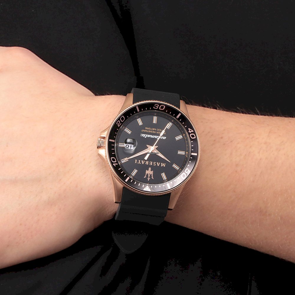 Maserati Sfida automatic watch on wrist displaying dial with applied indices