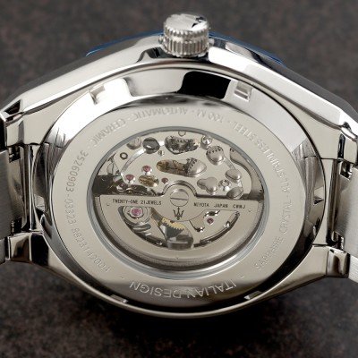 Maserati Stile Skeleton Automatic Silver Dial Two Tone Rose Gold and Silver Stainless Steel Menβs Watch R8823142004