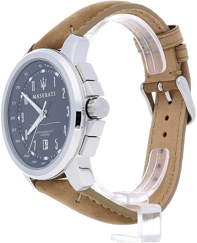Maserati Successo Black Dial Beige Leather Menβs Watch R8851121004 - Watch