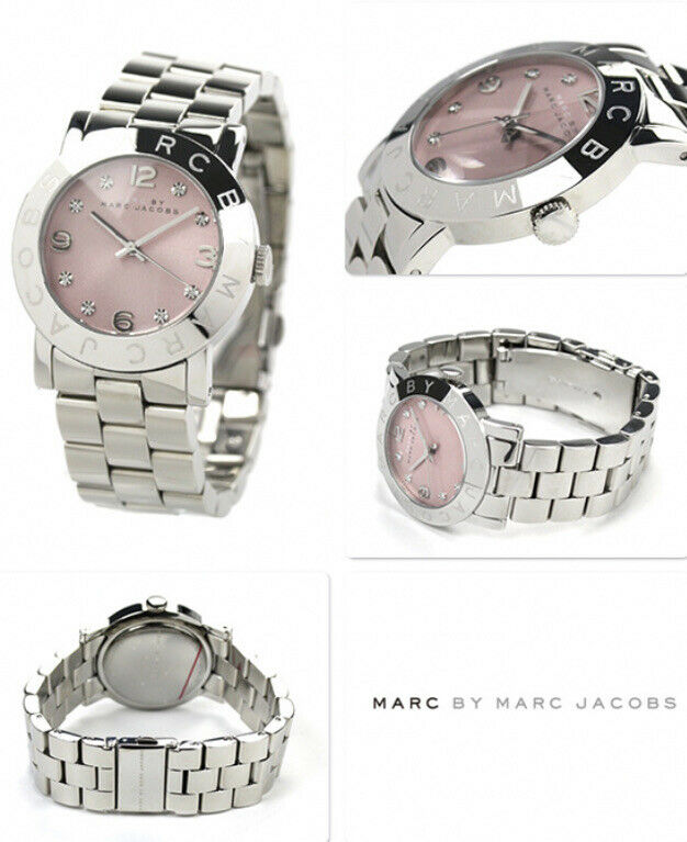 Marc by Marc Jacobs Amy MBM3300 multiple views showing front, angle, and wrist positions