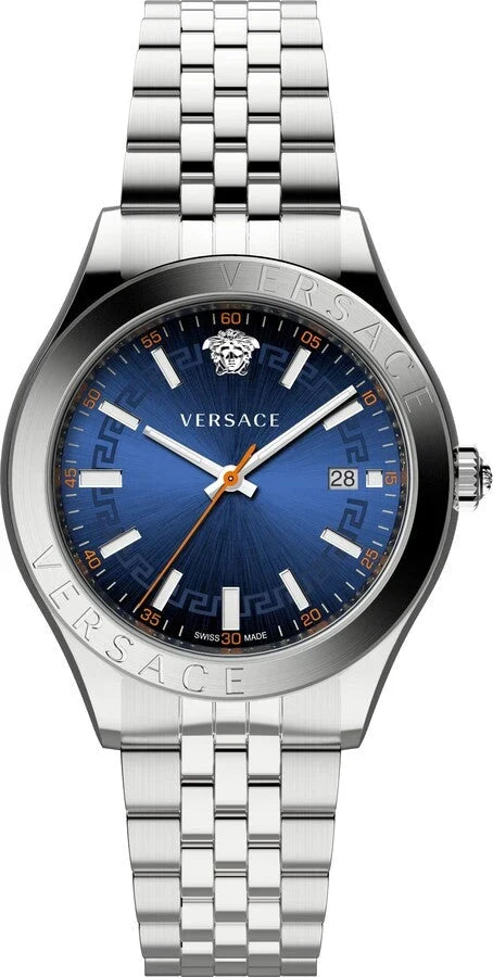Versace Hellenyium Silver Blue DIal Men's Watch VEVK00921