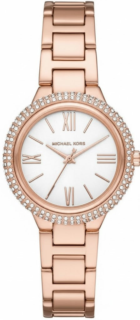 Michael Kors Taryn Pavé White Dial Rose Gold Women's Watch - MK4460