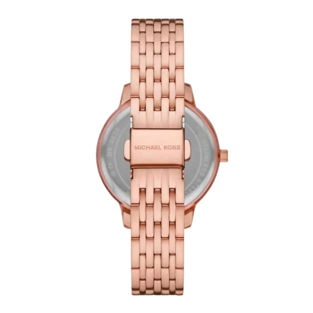 Michael Kors Adrianna II rose gold watch caseback and bracelet strap
