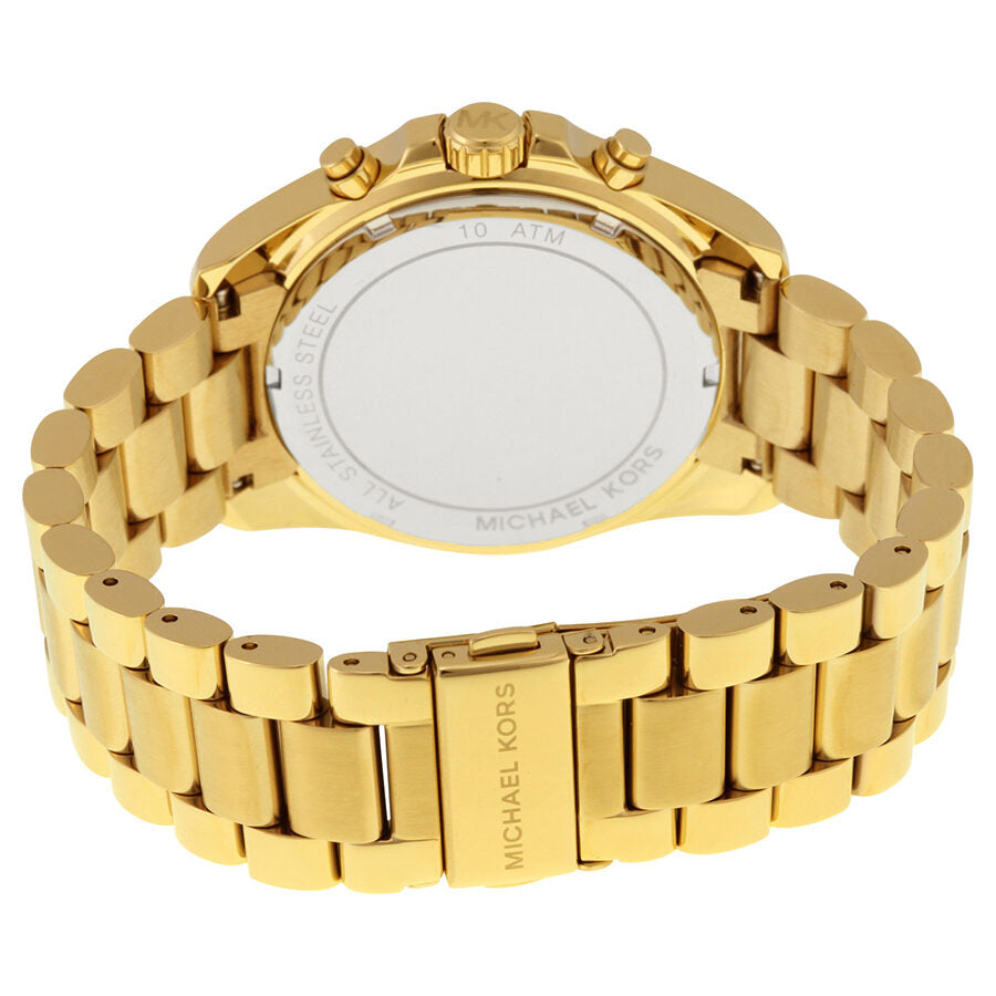Michael Kors Bradshaw MK5739 watch caseback showing gold-tone bracelet and closure