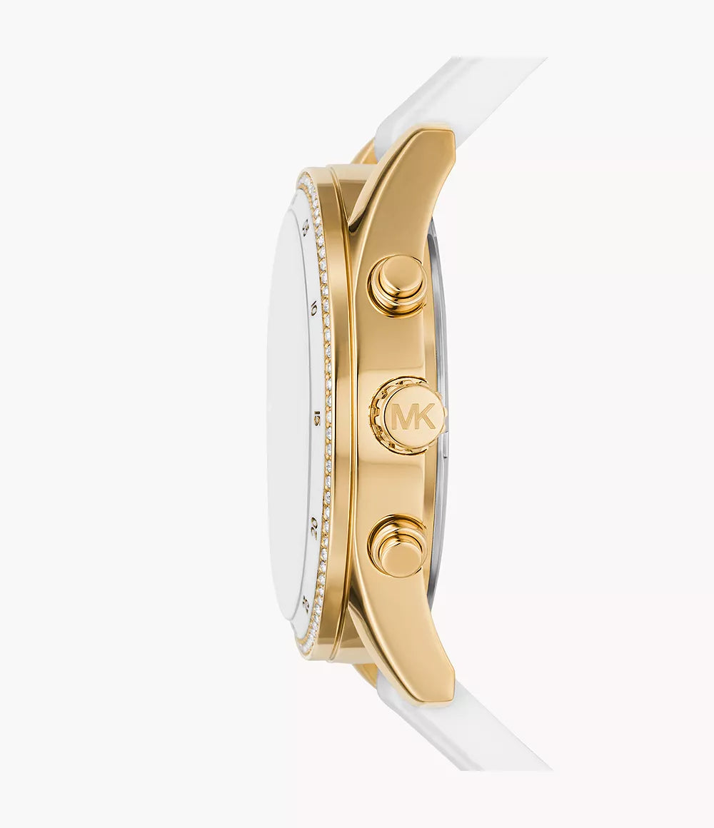 Michael Kors Oversized Hadyn Pavé Gold-Tone and Silicone Women's Watch - MK7484