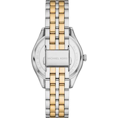 Michael Kors Harlowe MK4811 two-tone stainless steel bracelet and case back detail