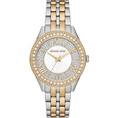 Michael Kors Harlowe MK4811 two-tone stainless steel watch with crystal-paved dial and bezel