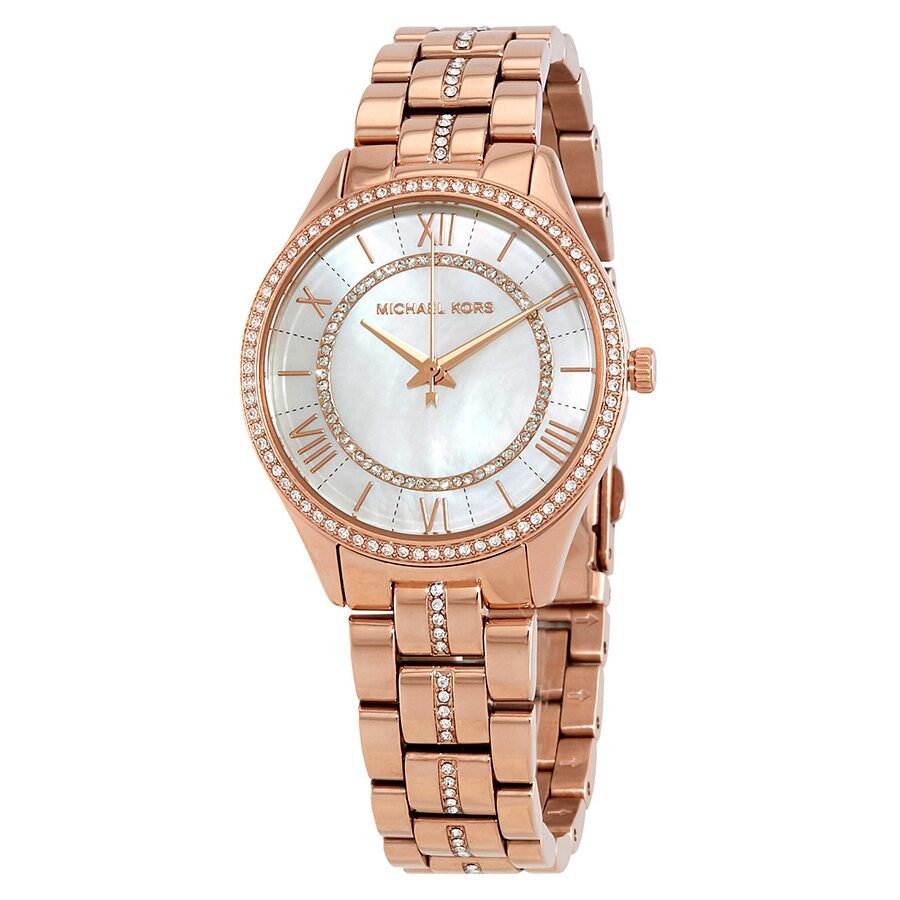 Michael Kors Lauryn Crystal MOP Dial Rose Gold-Tone Women's Watch - MK3716