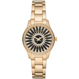 Michael Kors Layton Quartz Black Dial Gold Steel Strap Watch For Women - MK6892