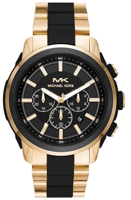 Michael Kors Lennox Chronograph Black Dial Two Tone Steel Strap Watch for Men MK8990