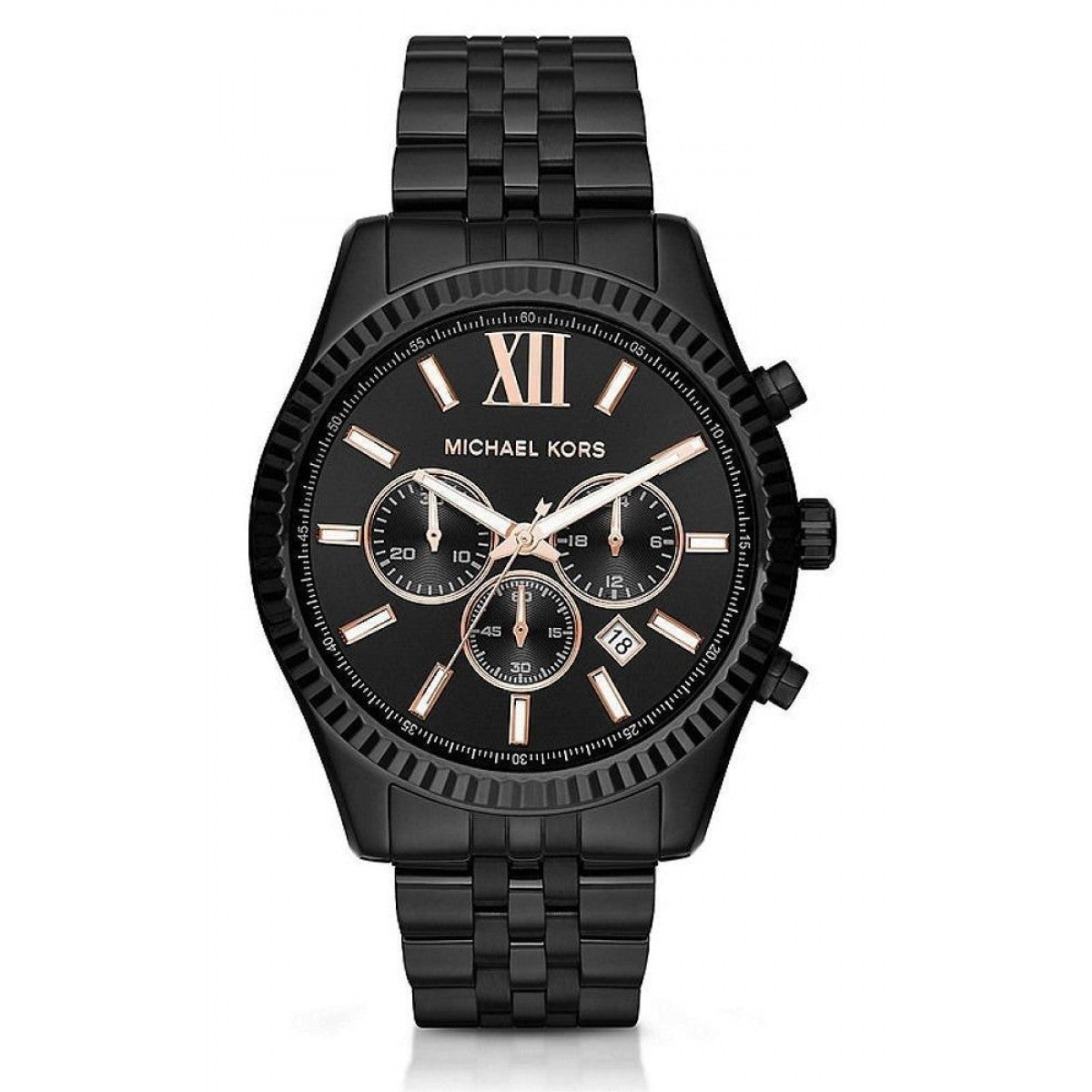 Michael Kors Lexington black chronograph men's watch with Roman numeral dial