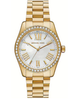 Michael Kors Lexington Mother of Pearl White Dial Gold Steel Strap Watch for Women - MK1079