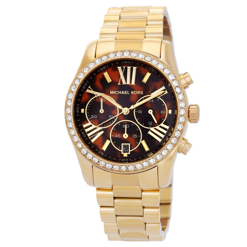 Michael Kors Lexington Pave Chronograph Quartz Brown Dial Ladies Watch MK7276