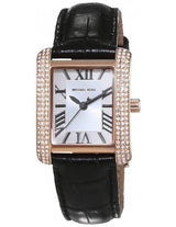 Michael Kors Rose Quartz Black Leather Ladies Watch  MK2336 - Watches of Australia