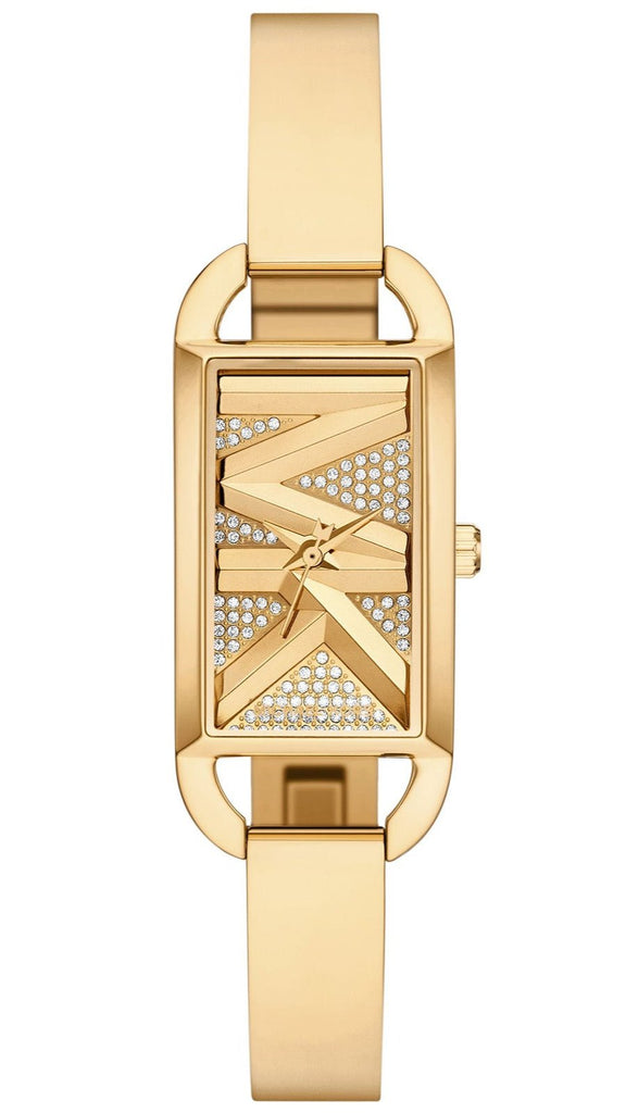 Michael Kors Empire MK4840 gold women's watch with rectangular dial and pave crystal design