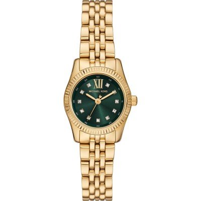 Michael Kors MK4842 Petite Lexington gold-tone watch with green dial and crystal hour markers