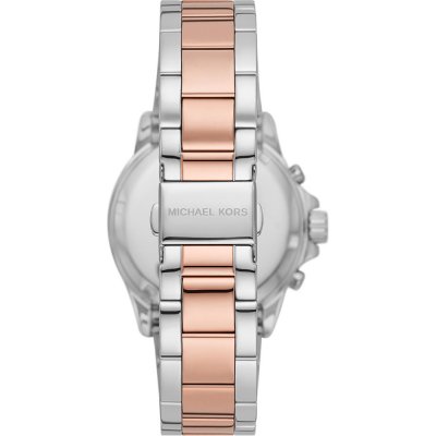 Michael Kors MK7214 Everest caseback showing two-tone stainless steel bracelet