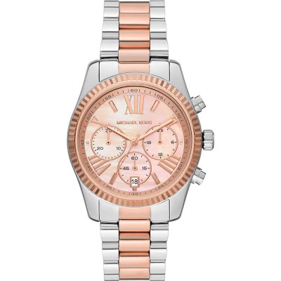 Michael Kors MK7219 Lexington two-tone rose gold and silver chronograph watch with Roman numeral dial