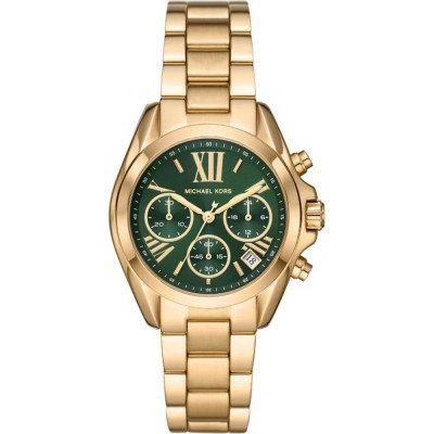 Michael Kors Bradshaw Chronograph Quartz Green Dial Gold Watch MK7257