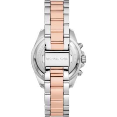 Michael Kors MK7258 Bradshaw watch caseback with two-tone bracelet and pushers