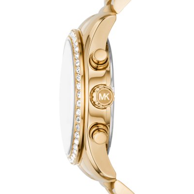 Michael Kors MK7276 Lexington watch side profile showing crystal-set bezel and chronograph pushers