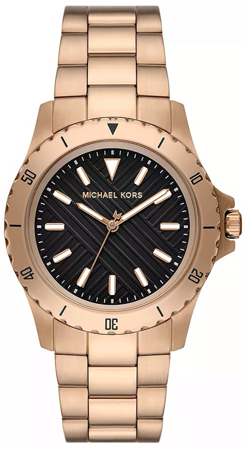 Michael Kors Everest watch with black dial and rose-gold bracelet