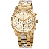 Michael Kors Ritz Pave Chronograph Crystal Gold Dial Ladies Watch MK6484 - Watches of Australia