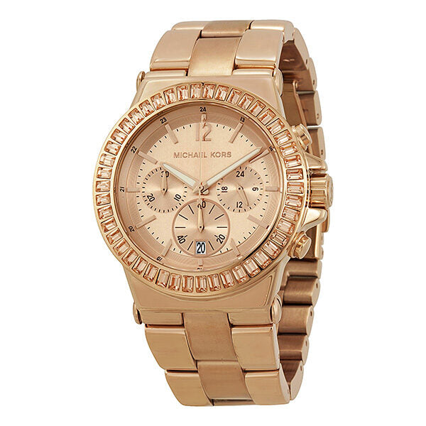 Michael Kors Rose Gold-tone Baguette Bezel Chronograph Ladies Watch MK5412