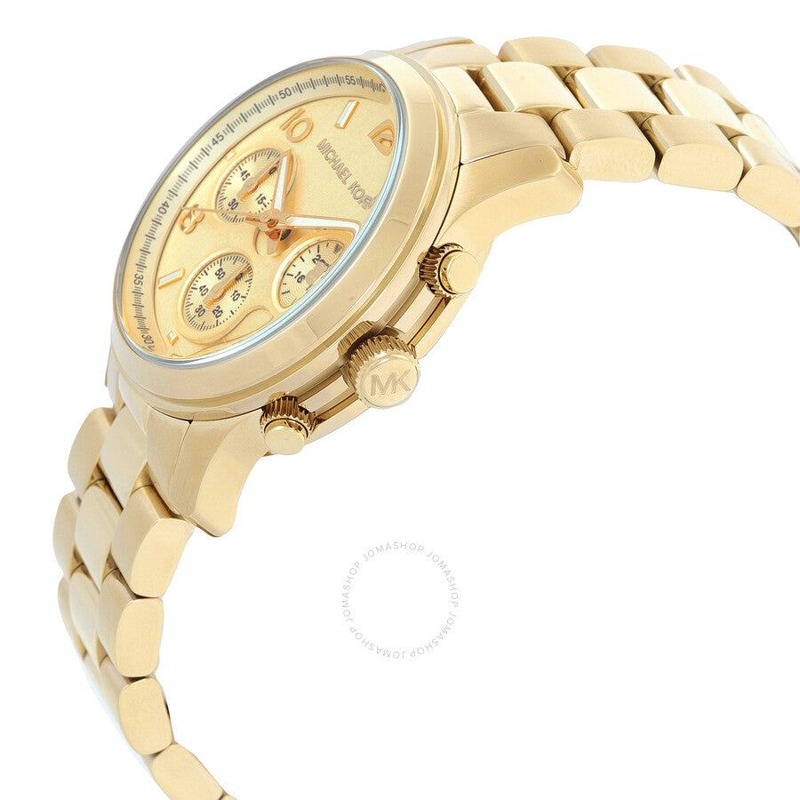 Michael Kors Runway Chronograph Quartz Gold Dial Ladies Watch MK7323 (Defect)