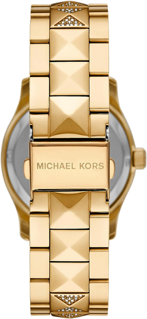 Michael Kors Runway MK7390 gold-tone bracelet with pavé pyramid links and clasp