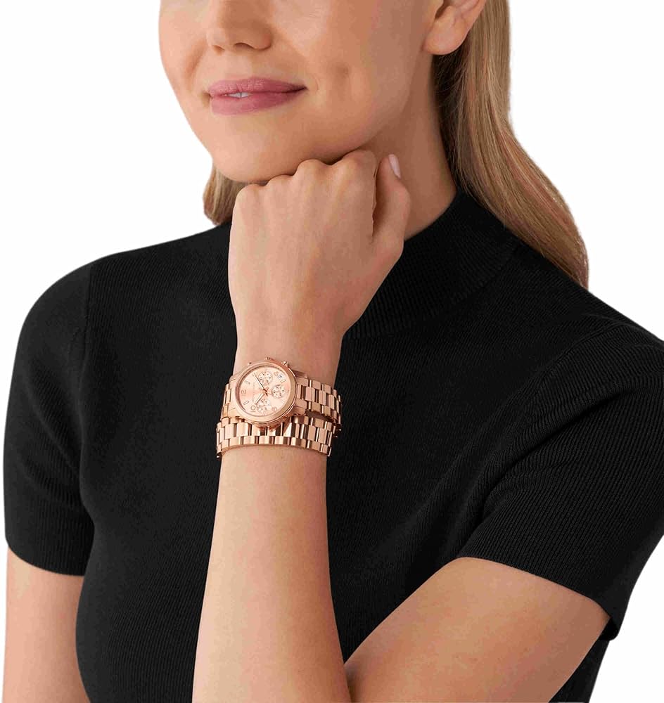 Michael Kors Runway MK7453 rose gold chronograph worn on wrist