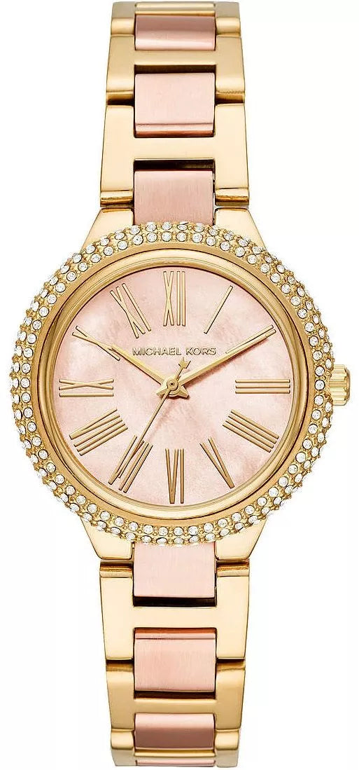 Michael Kors Taryn MK6564 two-tone women's watch with crystal bezel and pink dial