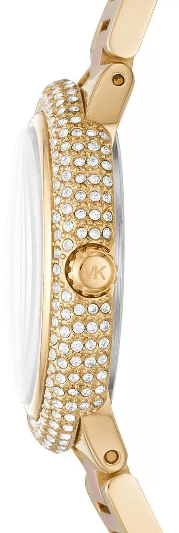 Michael Kors Taryn MK6564 side view showing crystal-embellished two-tone bracelet