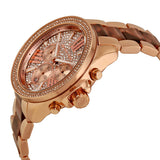 Michael Kors Wren Chronograph Crystal Pave Dial Rose Gold-tone and Tortoise-shell Acetate Ladies Watch MK6159 - Watches of Australia #2