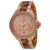 Michael Kors Wren Chronograph Crystal Pave Dial Rose Gold-tone and Tortoise-shell Acetate Ladies Watch MK6159 - Watches of Australia