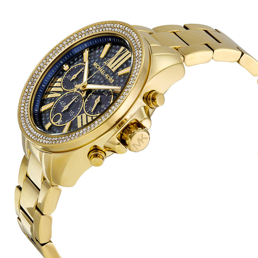 Michael Kors Wren Chronograph Blue Crystal Pave Gold Women's Watch - MK6291