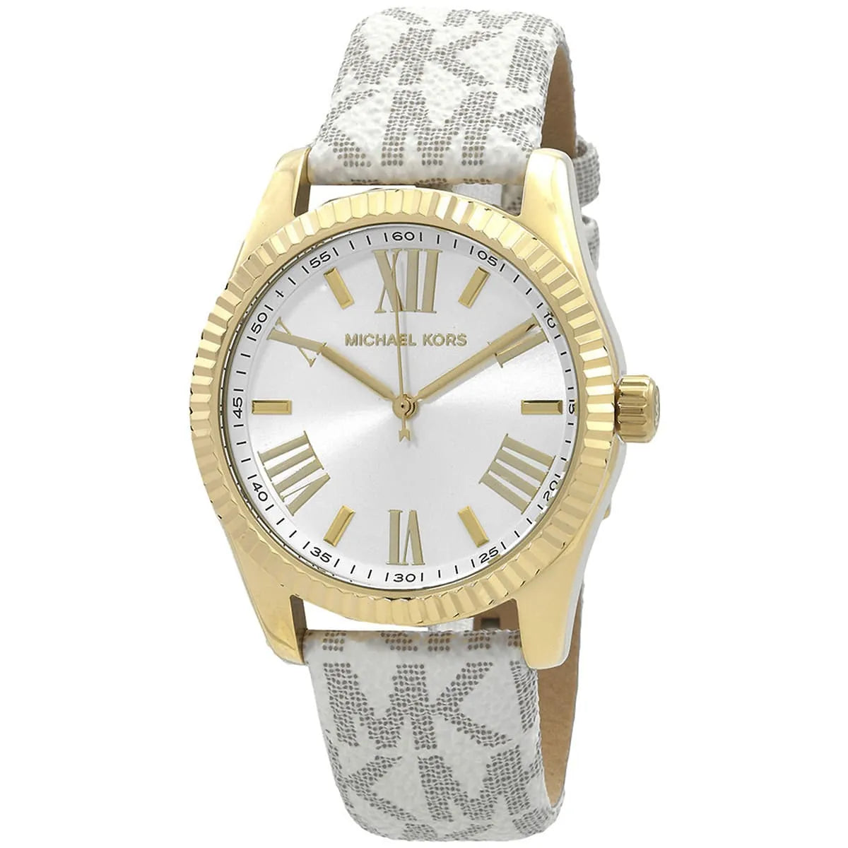 Michael Kors Lexington White Dial Grey Genuine Leather Women's Watch - MK4746