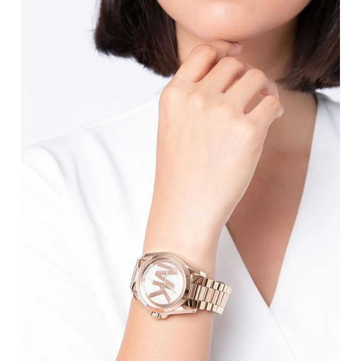 Michael Kors Bradshaw Pavé Crystal Logo Rose Gold-Tone Women's Watch - MK6437