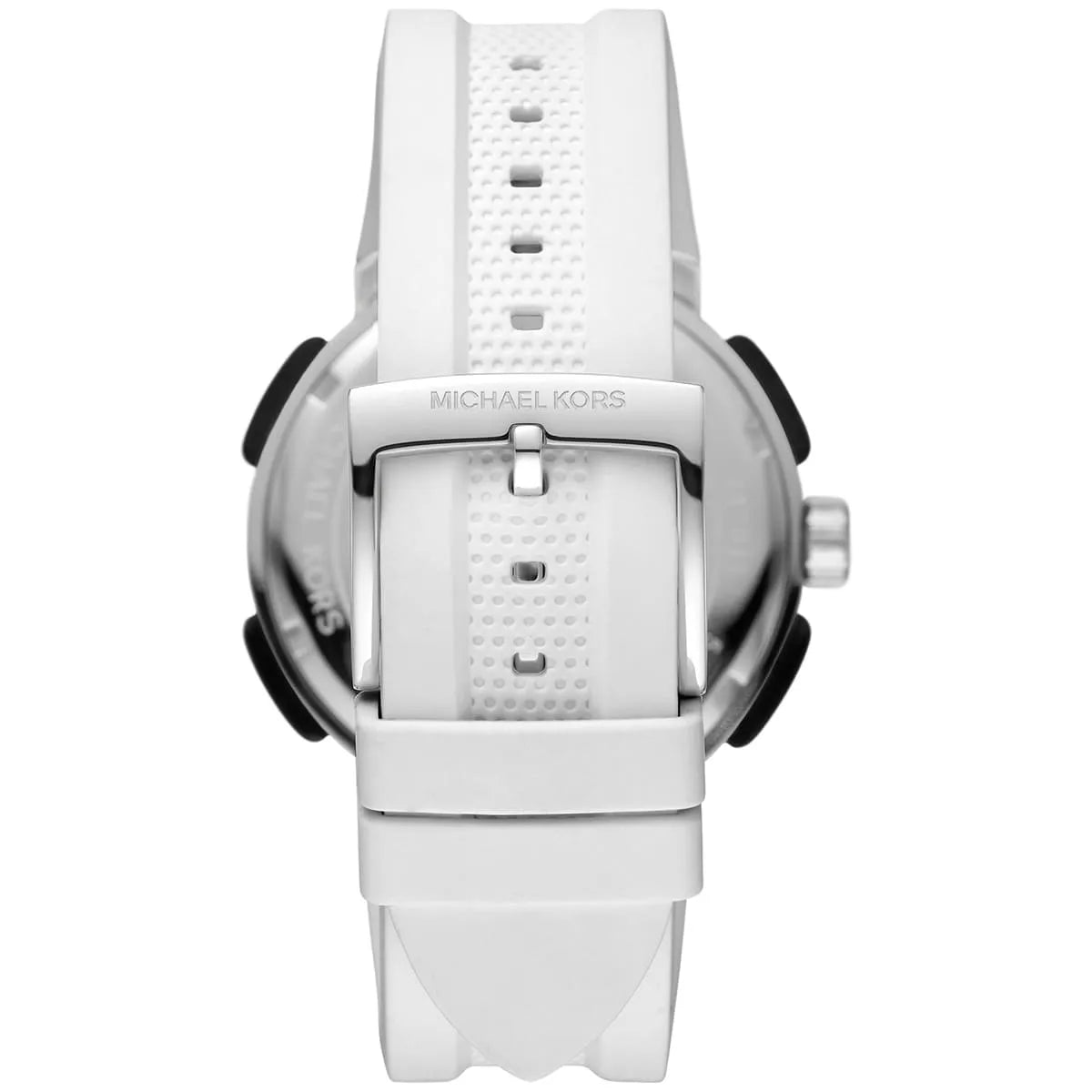 Michael Kors Sidney Multifunction Black Dial White Silicone Strap Women's Watch - MK6947