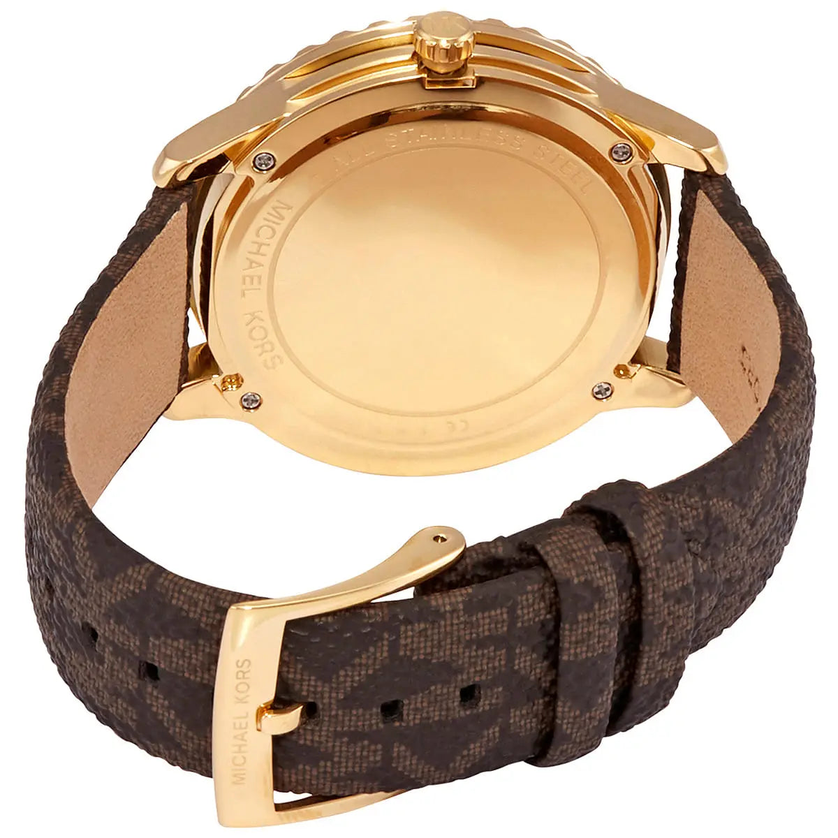 Michael Kors Runway Dive Pavé Dial Brown Coated Canvas Women's Watch - MK6979