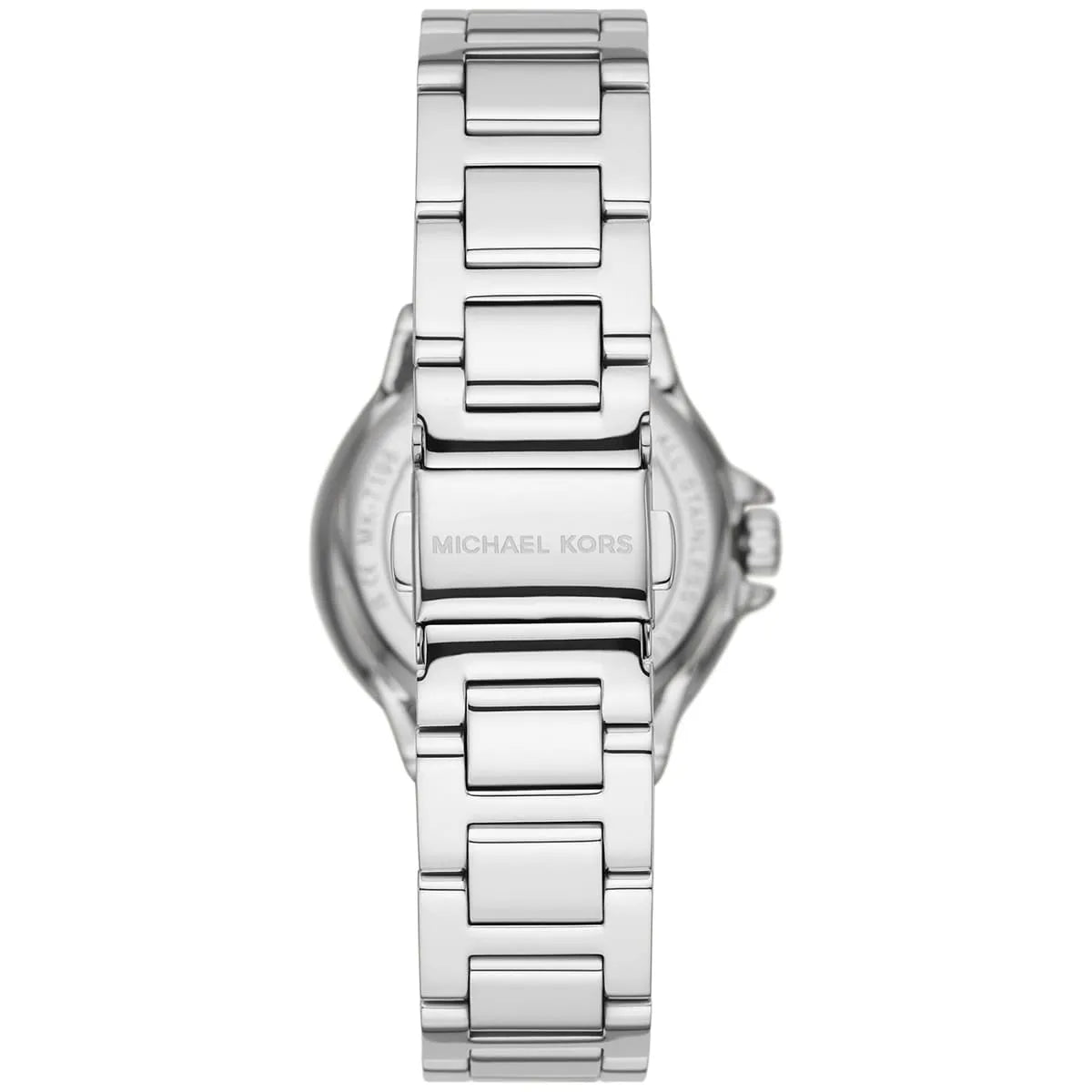 Michael Kors Camille MK7198 case back showing stainless steel construction and branding