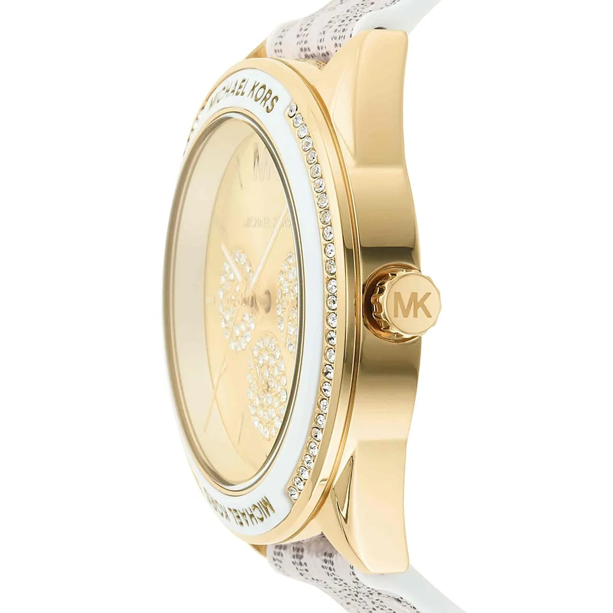 Michael Kors Jessa Multifunction Gold Dial White Silicone Strap Women's Watch - MK7204