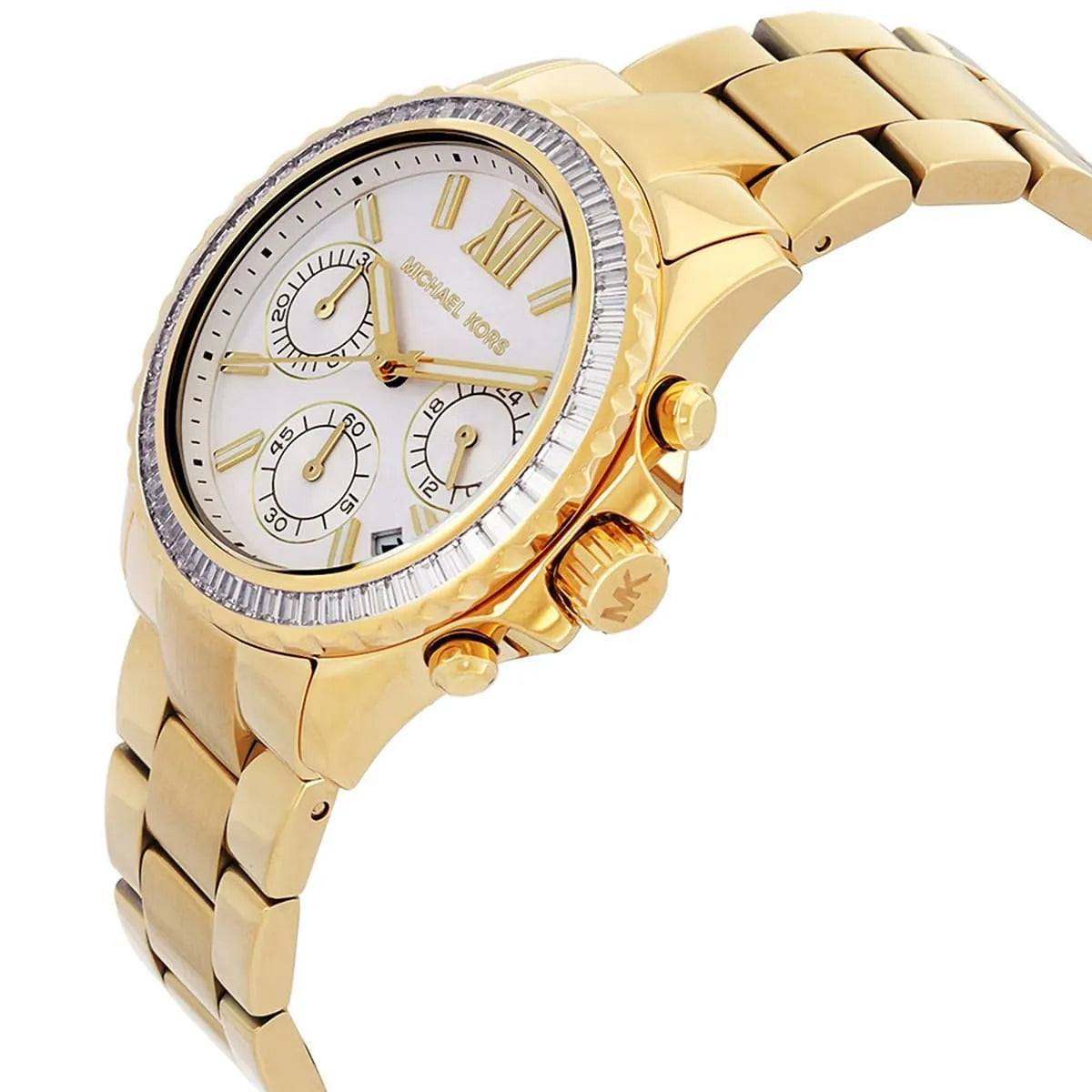 Michael Kors Everest Chronograph Silver Sunray Dial Gold Women's Watch - MK7212