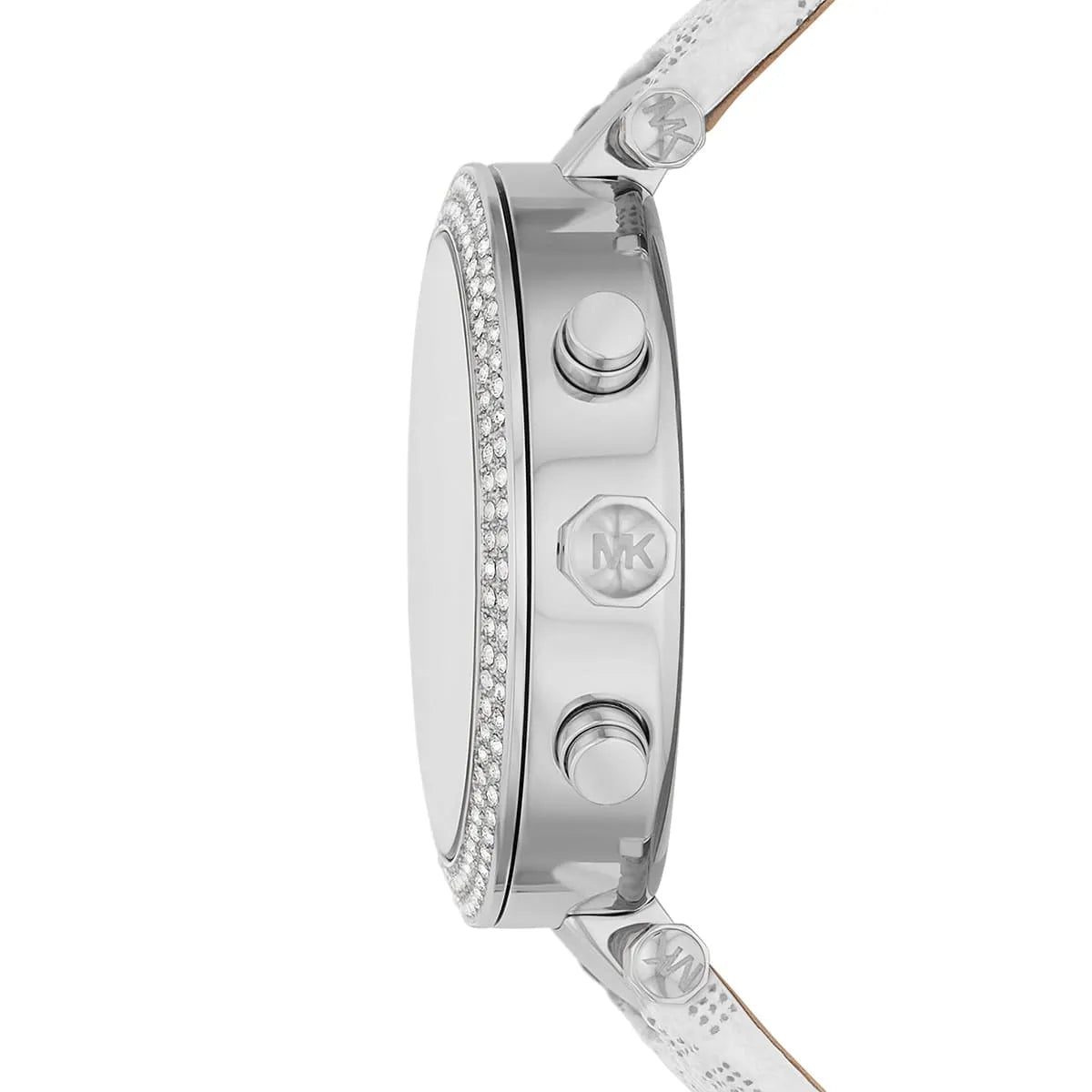 Michael Kors Parker Pavé Chronograph Silver Optic White PVC Women's Watch - MK7226